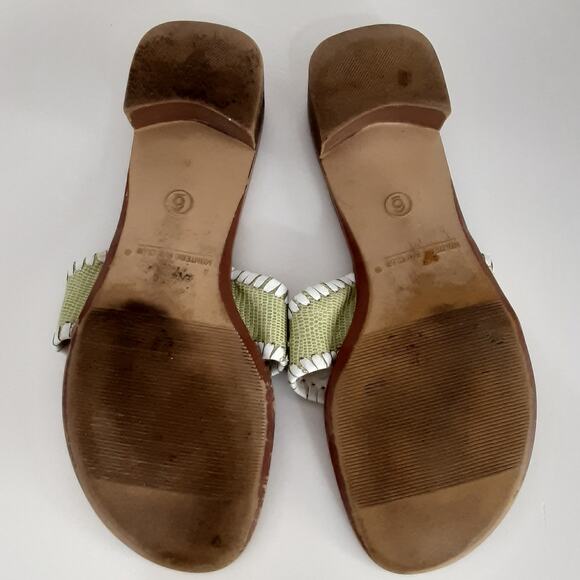 Montego Bay Club Block Heel Sandals Leather Medallion Thong Heels Lime Green 6 - Picture 9 of 10